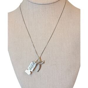 NWT Abstract 925 CZ Pendant on 925 Sterling 18" Box Chain Necklace